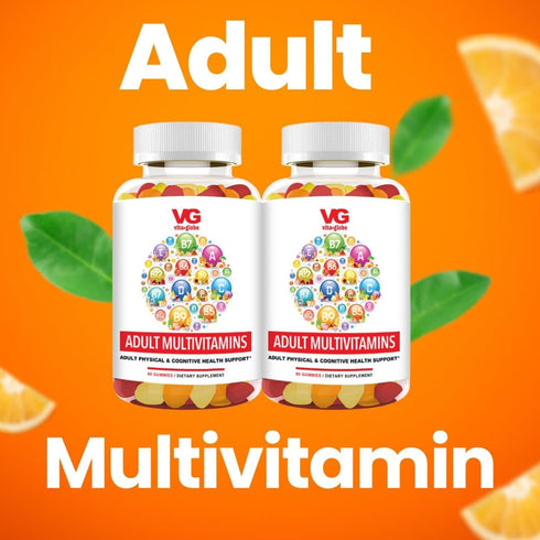 Adult Multivitamin Gummy - 120 Count (Pack of 2) with Vitamin C, Vitamin D, Vitamin E, Niacin, Vitamin B6, Folate,