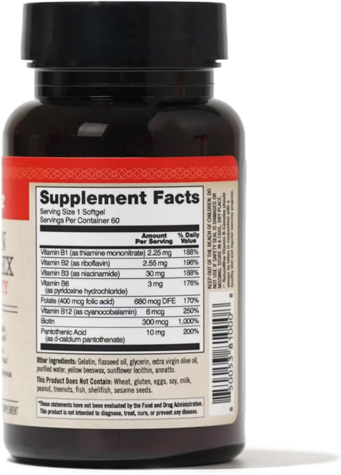 NatureWise Vitamin B Complex for Women and Men with Folic Acid, Biotin, Gluten Free, 60 Softgels