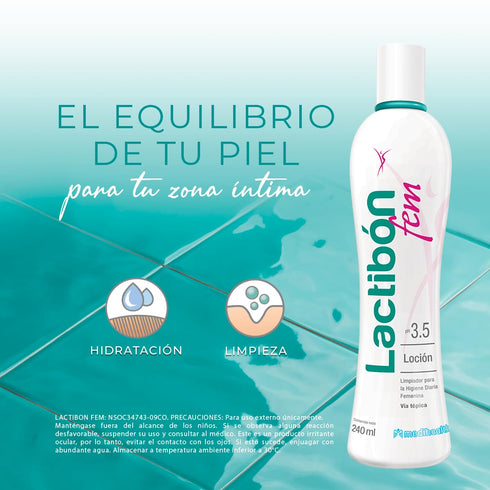 Lactibn fem 240 ml Feminine Intimate Hygiene Gel with Lactic Acid, Allantoin, and D-Panthenol