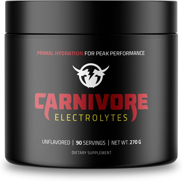 Premium Hydration Powder for Carnivore Diet, Balanced Electrolyte Support, Zero Carb, 90 Servings (Unflavored)