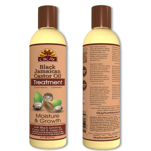 OKAY Black Jamaican Castor Oil, 8 Oz - Treatment for All Hair Types, Repair, Moisturize, Grow Healthy Hair