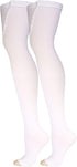 Truform Surgical Stockings, 18 mmHg Compression, Thigh High, Open Toe, White, Small