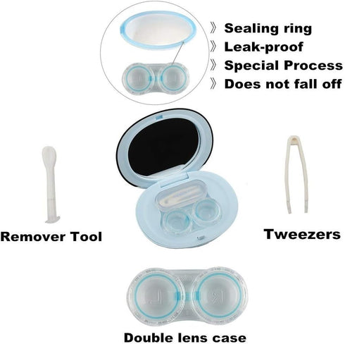 MUDOR Exquisite Contact Lens Case, Mini Travel Kit Box Holder with Remover Tool and No Leak Case for Soft & Hard Lens