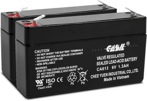 Casil 6V 1.3Ah Replacement Battery, Compatible with GE 600-1054-95R, 2 Pack