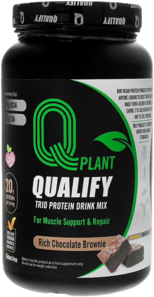 Plant Protein Powder Mix, Trio Rich Chocolate Brownie Flavored, 1.65lb, Gluten Free, Vegan, 20g Protein