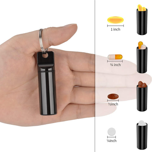 Small Pocket Pill Box Keychain, Aluminium Alloy Mini Pill Organizer Container for Purse, Waterproof Metal Holder for