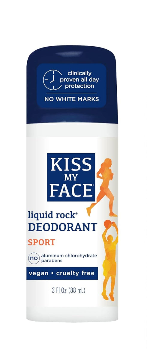 Kiss My Face Liquid Rock Roll-On Deodorant, Sport, Aluminum Chlorohydrate Free, 3 Oz Roll On