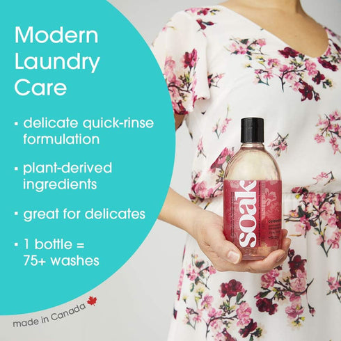 Soak Laundry Soap – Plant Derived Hand Wash Detergent, No Rinse, 375 ml / 12 fl. oz, 75+ Washes (Celebration)