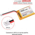 YELUFT 4pcs 3.7V 1800mAh 1S 103450 JST2.0 Lithium Polymer Battery Rechargeable Batteries with Protective Board and Plug