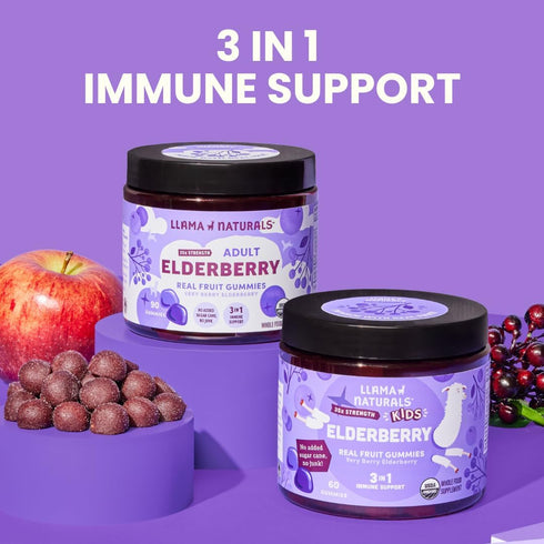 Gummies Immune Gummy Immunity, 90 Llama Naturals Elderberry for Adults, Vegan, Organic Support Supplement with Vitamin