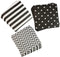 Disposable 2-ply Party Napkins - Striped Chevron Polka Dot Beverage Napkins for Birthday, 60-Count (Black)