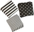 Disposable 2-ply Party Napkins - Striped Chevron Polka Dot Beverage Napkins for Birthday, 60-Count (Black)