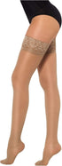 Healthweir Sheer Compression Thigh High Stockings for Women, 15–20 mmHg Medical Support Hose with Lace Band, Closed Toe