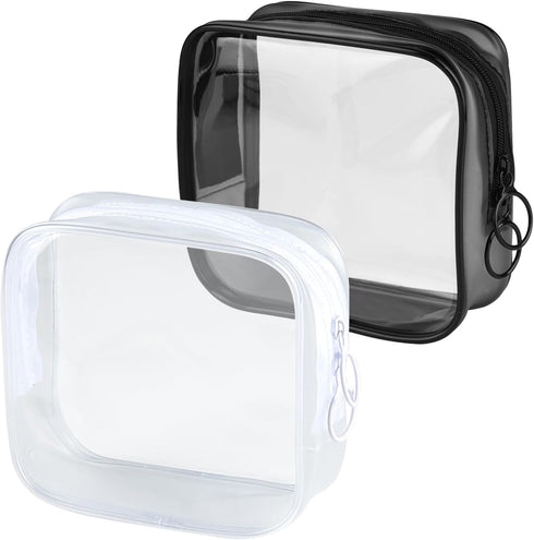 PLULON TSA Approved Toiletry Bag, 2 Pack Small Makeup Bag for Purse, Clear Mini Cosmetic Zipper Pouch