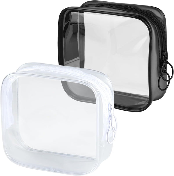 PLULON TSA Approved Toiletry Bag, 2 Pack Small Makeup Bag for Purse, Clear Mini Cosmetic Zipper Pouch