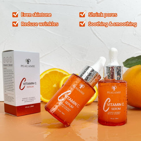 Vitamin C Serum for Face | 1 Fl Oz/2 Pack | Anti Aging Serum with 2% Hyaluronic Acid and 1% Retinol