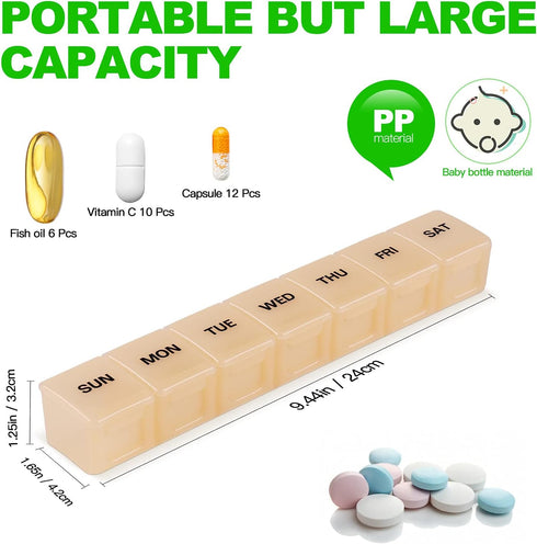 XL Extra Large Weekly Pill Organizer - Perfect for Vitamins and Supplements
