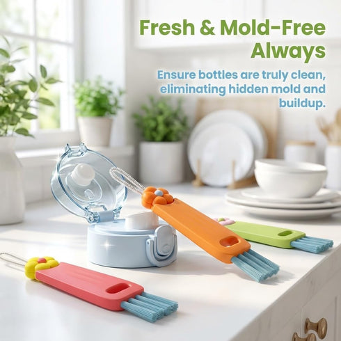 Onionfier 3-in-1 (3pcs Cup Lid Cleaning Brush, Multifunctional Water Bottle Brush Cleaner, Cup Lid Cleaning Tools