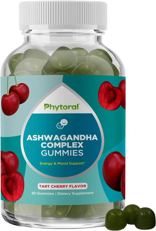 Calming Ashwagandha Gummies for Adults - 750mg Equivalent from 30:1 Root Extract with Zinc & Vitamin D (60 Servings)