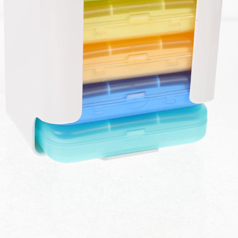 VILLCASE Portable Weekly Pill Organizer Case, Seven- -Compartment Medicine Container with Colorful Plastic Storage