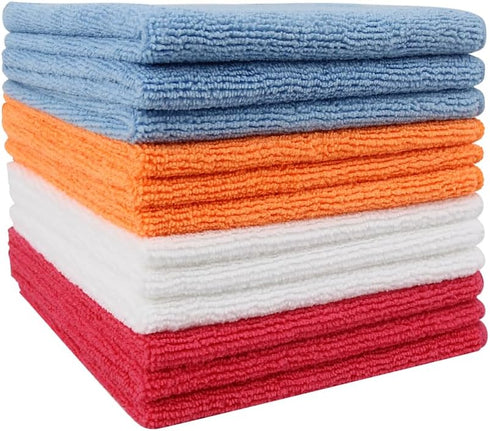 Microfiber Cleaning Cloth, Commercial Grade Extra Thick, 16in x 16in, 4 Color Mixed, Pack of 12