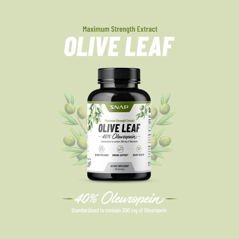 Olive Leaf Extract Capsules - Super Strength 40% Oleuropein for Blood Flow Support, Improve Digestion, Antioxidant Boost Supplement, Improve Brain Function (60 Capsules)