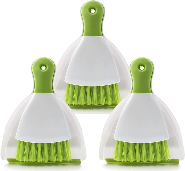 Small Broom and Dustpan Set - Dust Pan Broom Brush, Mini Dustpan and Brush for Home Cleaning (Green, 3PCS)