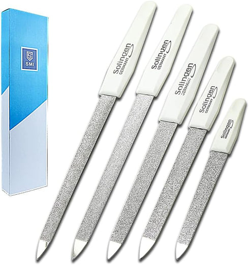 SMI 5 Pcs Solingen Germany Sapphire Metal Nail File Set, Double Sided Professional Manicure Pedicure Kit