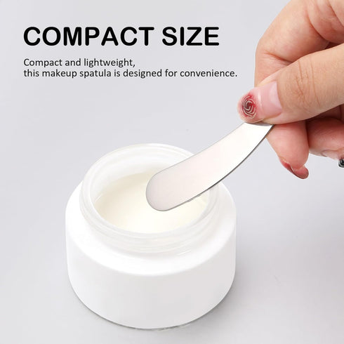 minkissy Makeup Spatula Small Metal Cosmetic Spatula Stainless Steel Handheld Cream Spatula Skincare Accessories for Mixing And Sampling Skin Care Creams, Eye Cream, Essences 2Pcs