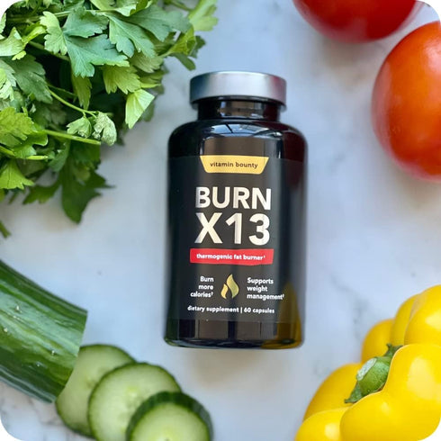 Vitamin Bounty Burn X13 - Thermogenic Fat Burner, 60 Capsules for Men & Women, Supports Muscle Growth & Energy