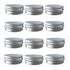Screw Top Aluminum Tin Jars - Cosmetic Sample Metal Containers, Round Pot for Candle, Lip Balm, 12 Pack (1 OZ)