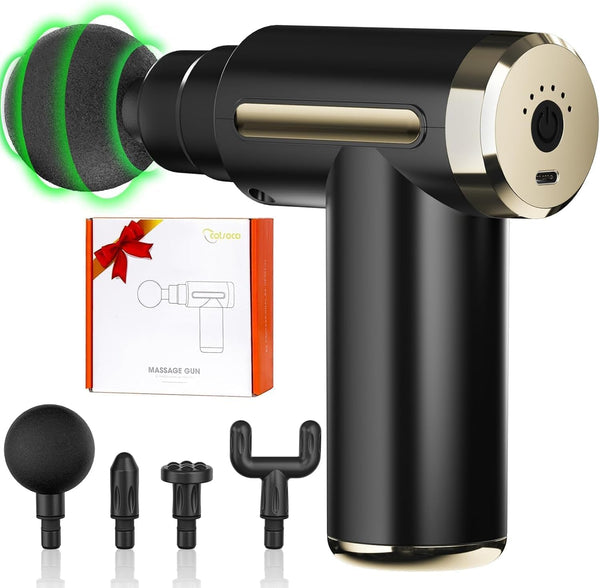 Massage Gun for Deep Tissue Pain Relief, Electric Mini Handheld Body Massager with 4 Heads & 6 Speeds