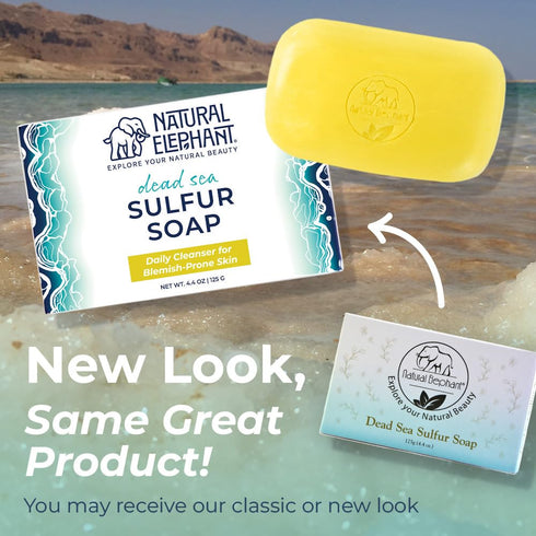 Natural Elephant Dead Sea Sulfur Soap 4.4 oz - Face and Body Cleanser Bar for All Skin Types, 2 Pack
