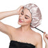 Stain Bonnet Silky Sleep Cap, Adjustable Satin Hair Bonnet for Night Sleeping, Champagne/Grey