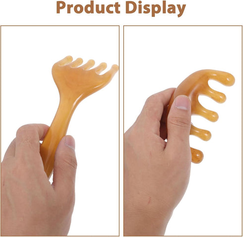 Set 2 minkissy Amber Scalp Massager Pieces Manual Five-Claw and Wide-Tooth Scraping Combs for Facial Massage, Head Spa
