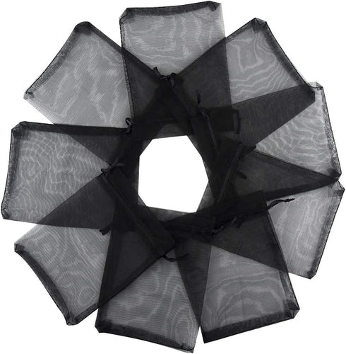 50pcs Organza Bags 3.54''x4.33'' Satin Drawstring Pouch, Wedding Party Favor Gift Bag, Black