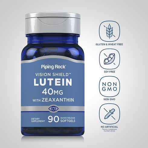 Piping Rock Lutein 40mg with Zeaxanthin, 90 Softgels - Eye Health Vitamins, Non-GMO, Gluten Free