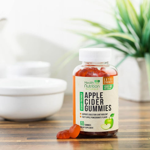 Vegan Apple Cider Vinegar Gummies, Max Strength 1000mg, 60 Gummies | ACV Supplement for Adults, Supports Digestion