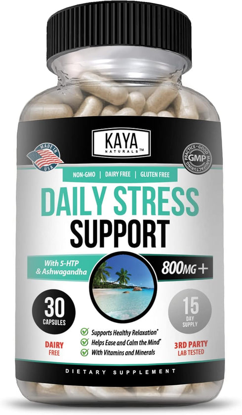 Kaya Naturals Natural Herbal Stress Relief Support Vitamin Supplement - 30 Capsules