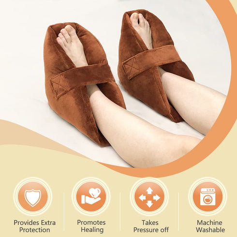Heel Protectors Cushion for Bed Sores (1 Pair), Foot Pillows for Pressure Ulcers, Ankle Protector Pillow