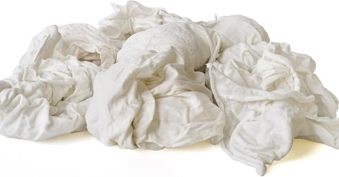 Premium White Knit Cotton T-Shirt Cloth Wiping Rags, Shop Cleaning TShirt Cloths for Auto, Grease, Paint & Wood
