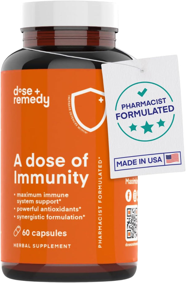 A Dose of Immunity Quercetin with Vitamin C and Zinc - 500mg Quercetin Bromelain with Echinacea, 60 Count