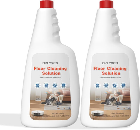 QKLYXEN 2 Bottle Floor Cleaning Solution Compatible with Roborock (Q5/Q7/Q8/Q10/S7/S8/Saros 10R/F25/Qrevo Series), Floor