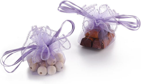 Round Organza Bags, 50pcs 9.8 Inch Sheer Drawstring Jewelry Candy Pouch for Christmas Wedding Party Favors