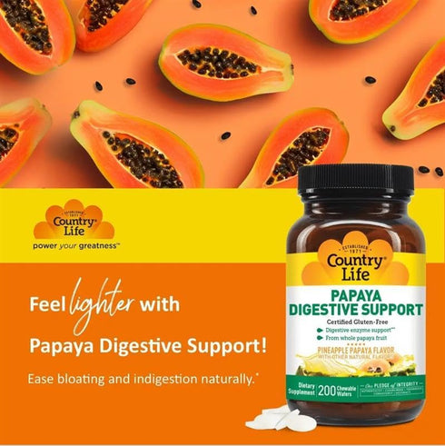 COUNTRY LIFE Papaya Digestive Support, 200 CT