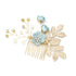 NUOBESTY 4Pcs Handmade Wedding Hair Clip Comb, Pearl Floral Leaf Hair Accessories for Women (Green)