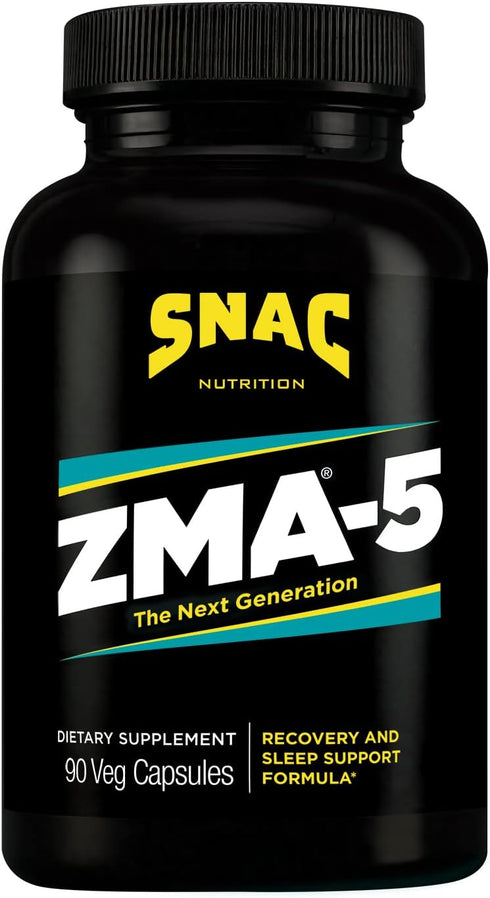 SNAC ZMA-5 Sleep Aid Supplement, 90 Veggie Capsules for Muscle Recovery, Immune Support & Restorative Sleep with Zinc,
