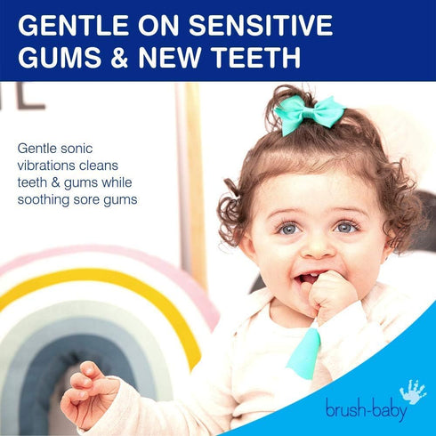 brush-baby BabySonic Infant and Toddler Electric Toothbrush - Ages 0-3 Years, Smart LED Timer and Gentle Vibration,