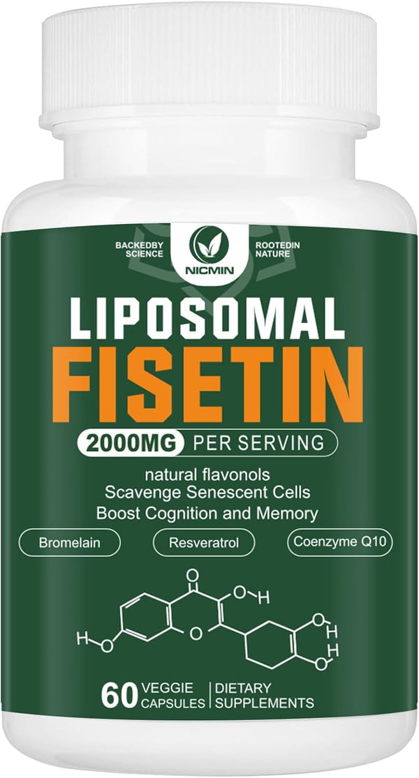 Liposomal Fisetin Supplement 2000MG - 60 Capsules with 98% Pure Fisetin Polyphenols for Healthy Aging & Cognitive
