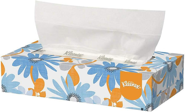 Kleenex 21606BX White Facial Tissue, 2-Ply, Pop-Up Box (Box of 125 Tissues), White